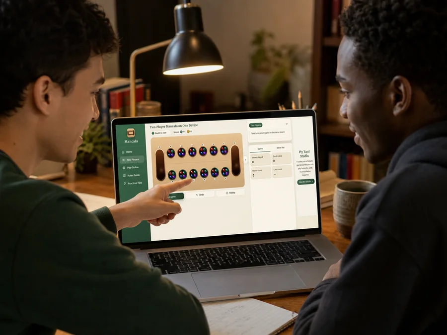 Two players discussing a Kalah extra turn and an opposite-pit capture